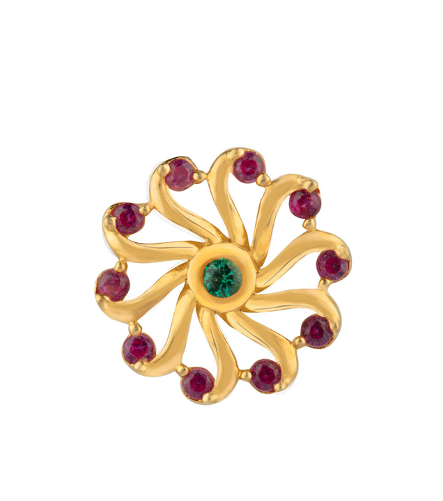 22K Gold Flower Nose Pin  Indian Flower Nose Ring - 0.2gm